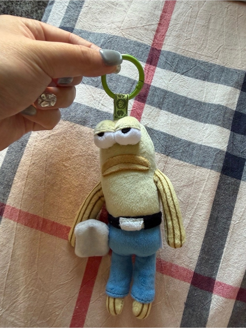 Light Green Plush Frog Keychain with Clip